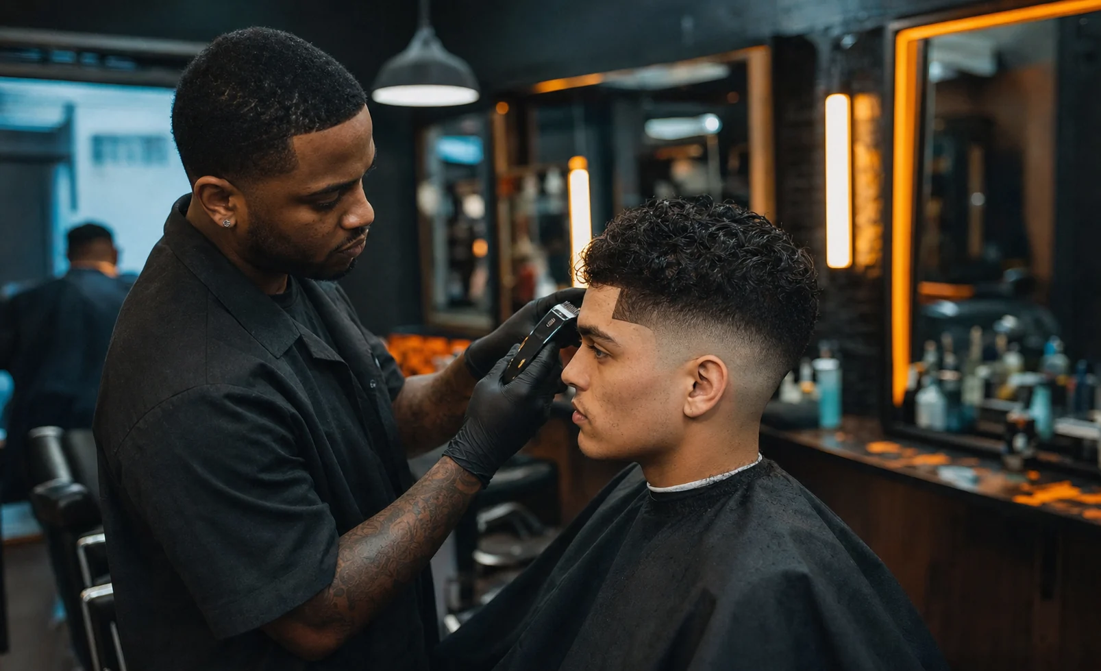 Barbearia comunitária com acabamento preciso